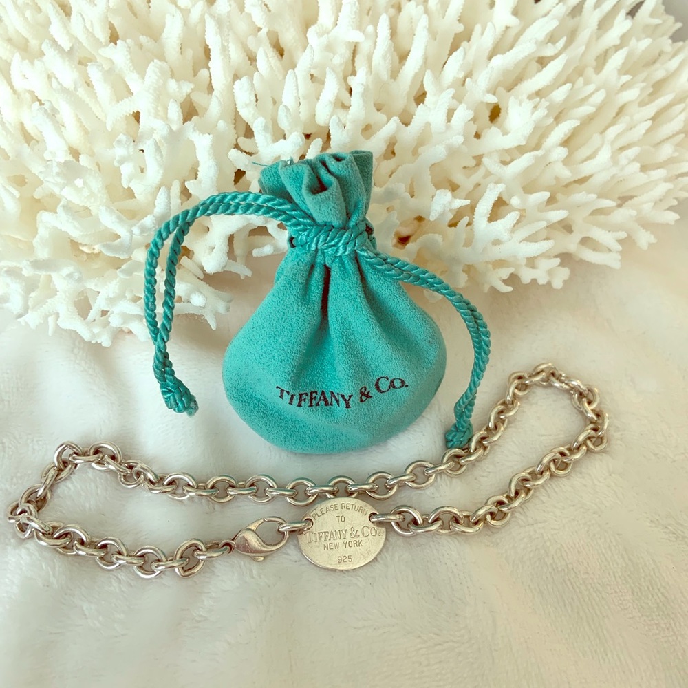 Tiffany & Co. Silver Oval Tag Necklace